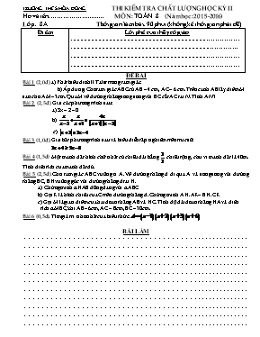 Thi kiểm tra chất lượng học kỳ II môn Toán 8 (năm học 2015 - 2016)